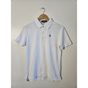 US Polo Assn Mens Performance Pique Polo Shirt White Short Sleeve Small Logo S